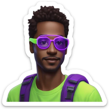 Crazy ants color lemon green and purple neon streetwear cybertech smart glasses point from him up doing a moonwalker sticker