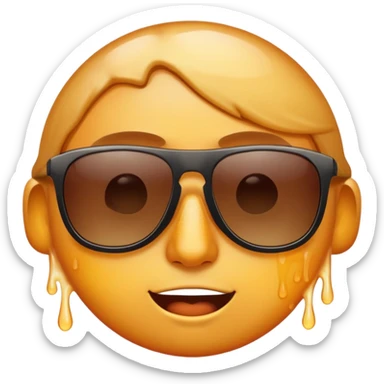 face with sunglasses, sweating, feeling hot sticker