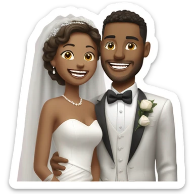 Hyper Realistic beautiful dior bride laughing with a handsome male model groom
 sticker