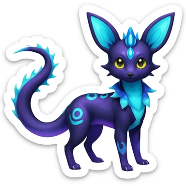 Shiny Aural Iridescent Fluorescent Bioluminescent Umbreon-Amaura-Salandit-Vaporeon-Fakémon-fusion (full body) sticker