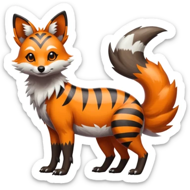 Shiny Neon Glossy Silvally-Aardwolf-Tanuki-Genet-Bobcat-fusion-animal-hybrid-creature, full body sticker