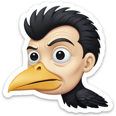 Distorted Rick Astley that looks so distorted his face looks like a cursed crow and he has no eyes or mouth and the background is pitch black sticker