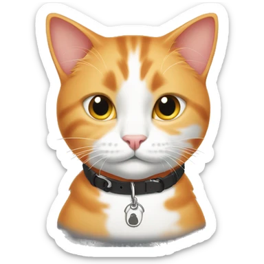 Orange and white cat with a collar that says ‘Oscar’  sticker