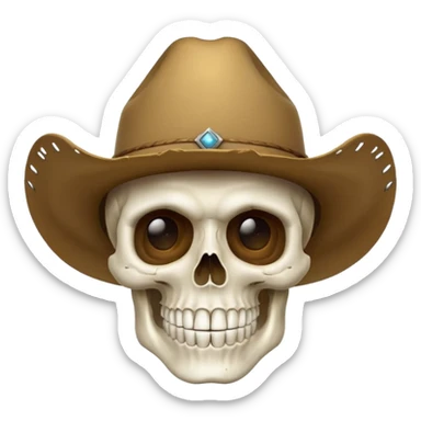 A skull face with cowboy hat mewing sticker