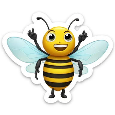 Bee asking for something with its index finger sticker