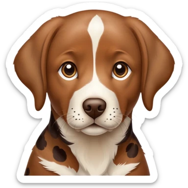 photorealistic brown Labrador retriever with spotted calico pattern, detailed fur texture, lifelike eyes sticker