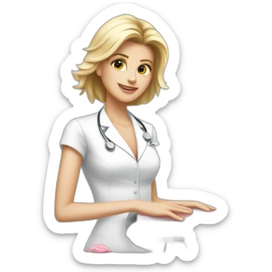 Posh-Radiologist-performing-breast-mammography-to-leni-klum sticker