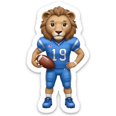 blue color lion wearing american football jersey sticker
