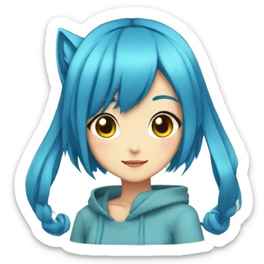 bluehaired anime catgirl sticker