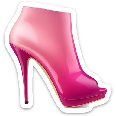 Realistic isolated top view of a pair of raspberry color to light pink ombre Jimmy Choo stiletto ankle bootie boots.  sticker