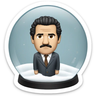 pablo escobar in snowing ball sticker