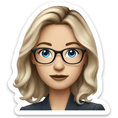 Shoulder length Balayage pale beautiful corporate woman with glasses and blue eyes sticker