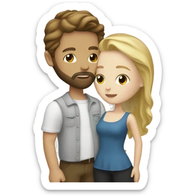 Brown haired white boy with beard and blonde white girl kissing  sticker