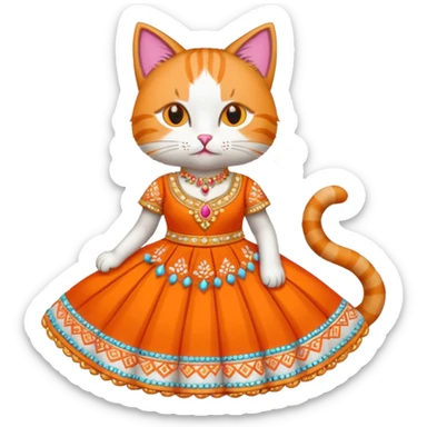 Cat wearing lehnga sticker