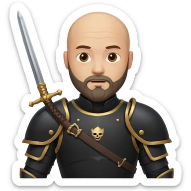 bald bearded  armed guards black armour sticker