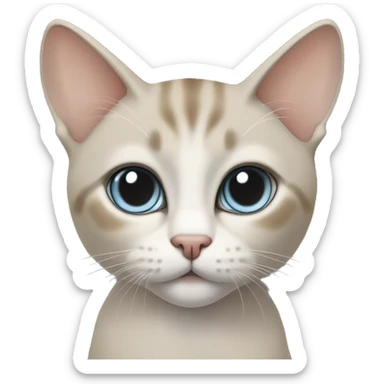 Thai breed cat with a light cream-brown body, dark gray face, ears, and paws. Short fur, sharp ears, and striking light blue eyes with an intense gaze. sticker