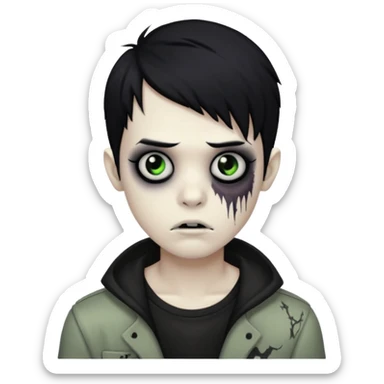 emo zombie boy with black hair sticker
