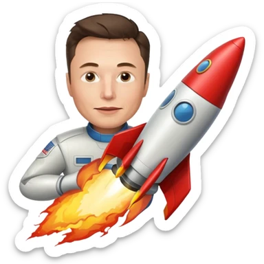 Elon musk on a rocket  sticker