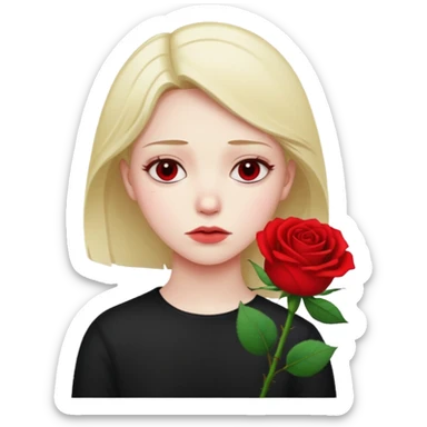 una faccina emoji triste che porge una rosa di fronte sticker