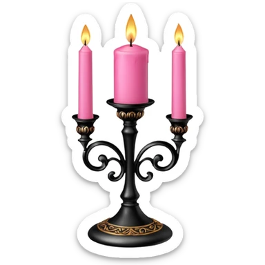 Pink candle on gothic black candle stand sticker
