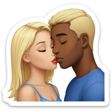 black girl kissing black guy with blonde hair like this 👩‍❤️‍💋‍👨 sticker
