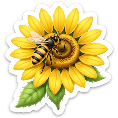  girasol y una aveja grande sticker