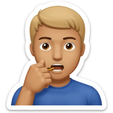 Man putting his fist in his mouth sticker