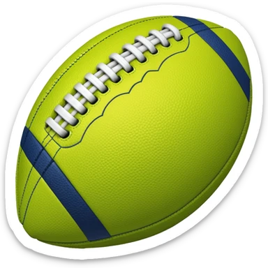 lime green colored american football with navy-blue stitching and gray stripes sticker