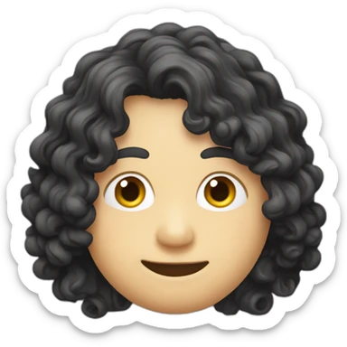 tim robinson face but his hair is shoulder length curly black hair, wide triangular shape sticker