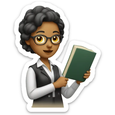 Teacher woman with a book and a pointer  sticker
