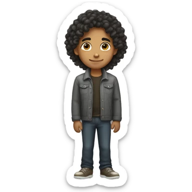 Hispanic boy with long curly hair sticker