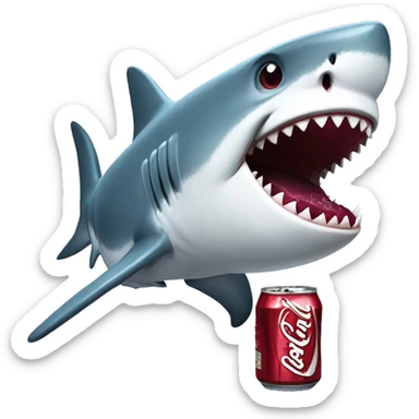 shark holding a dr pepper  sticker