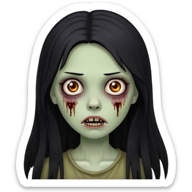 girl zombie with black long hair and franja sticker
