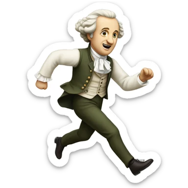 Goethe running, with a large stride and arms outstretched sticker