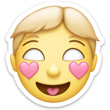 blushing smiley with baby pink hearts sticker