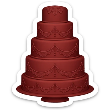 Remove gold accents from the elegant red wedding cake with lace details. Keep the background transparent. The original style is emoji style, so maintain a simple and concise emoji-like appearance. sticker