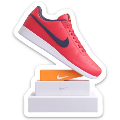 single Nike sneaker displayed on a pedestal sticker