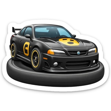 Emoji of a drifting car on a race track with tire smoke sticker