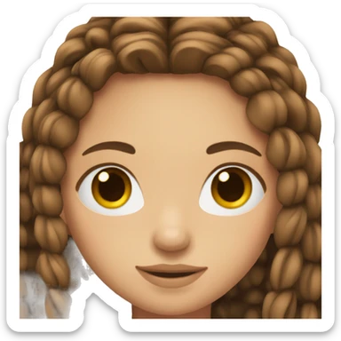 pretty girl with long brown hair in braids and brown eyes sticker