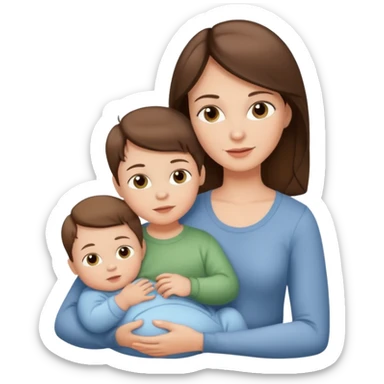 Beautiful Light brunette mom with baby and two sons sticker