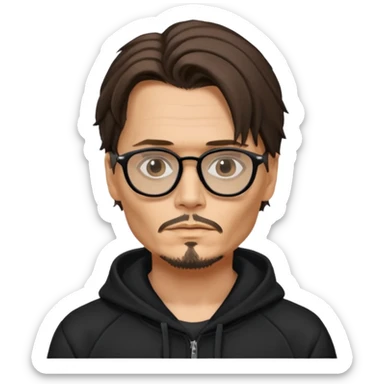 glassed johnyy depp with black hoodie sticker