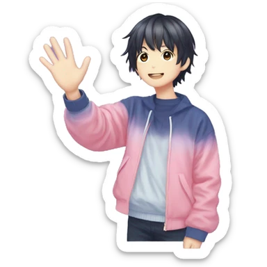 omori from the game omori waving sticker