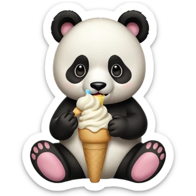 Panda eating ice cream in the slips sticker