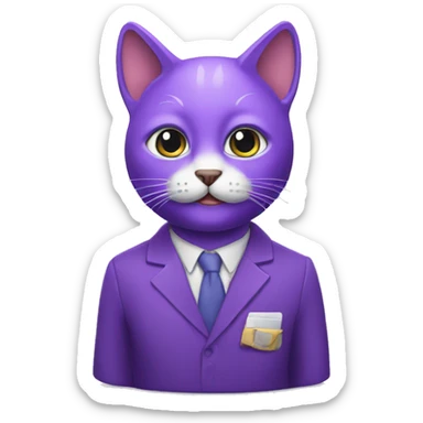Purple humanised Cat psychologist sticker