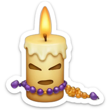 candle with an inscription on top with beads sticker