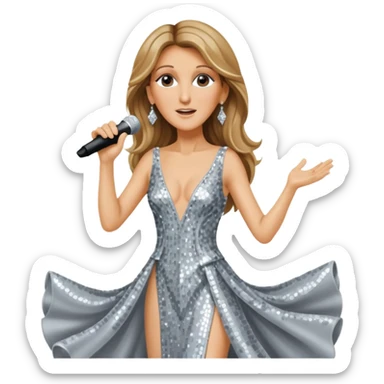 celin dion is singing with mirco and twinkle dresss sticker
