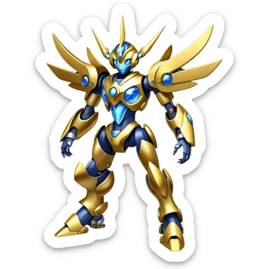 Shiny Futuristic Mechanical Glossy Celestial Godly Divine Metal-Cyborg-Fakemon-Pokemon-Digimon-Spectrobes-fusion, full body sticker