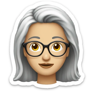 Mevrouw met grijs haar en een bril die aan het haken is sticker