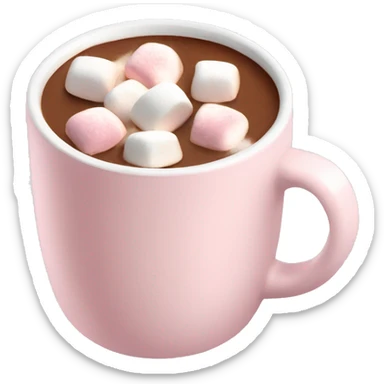 Light Pink mug of hot chocolate with marshmallows  sticker