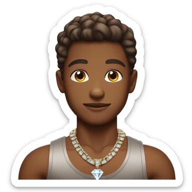 pretty brown skin boy with a diamond necklace and tight fit muscle shirt posing sticker